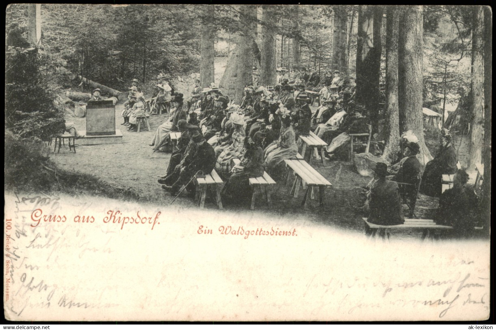 Ansichtskarte Kipsdorf-Altenberg (Erzgebirge) Waldgottesdienst 1898 - Kipsdorf