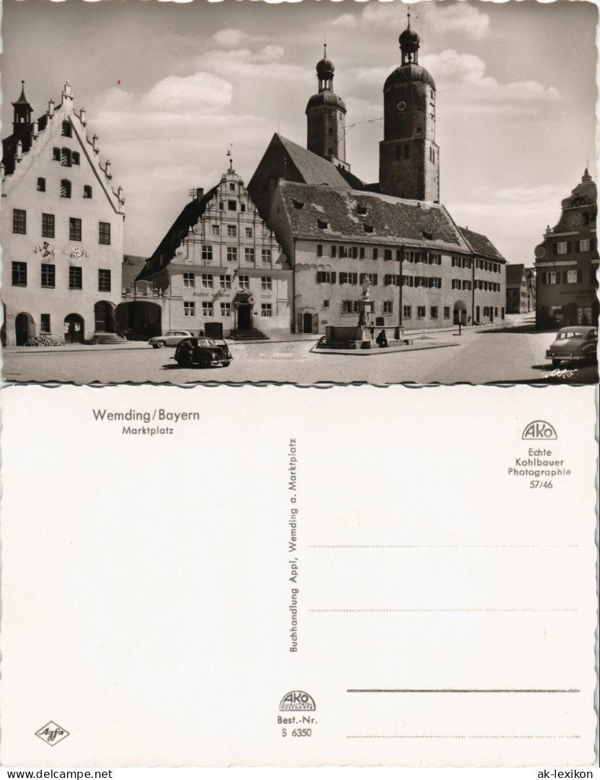 Ansichtskarte Wemding Marktplatz Ortsansicht & Straße Mit Autos 1960 - Wemding