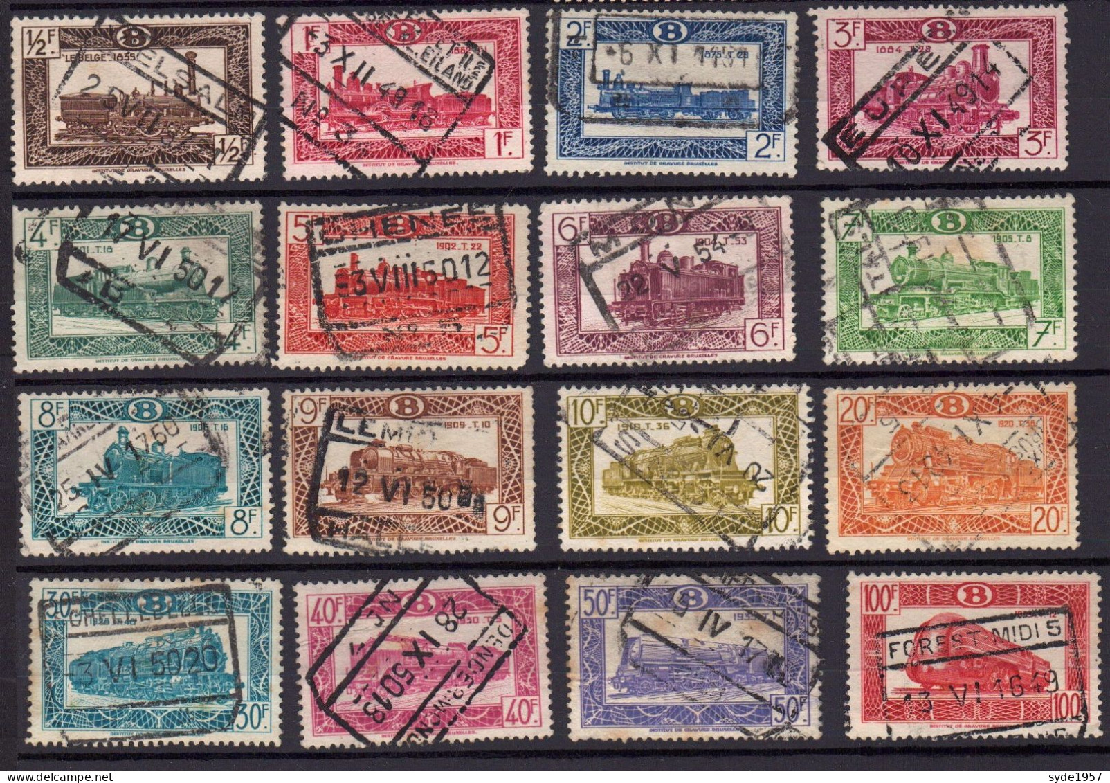 Belgique Chemin De Fer 1949 COB CF304 à  CF320 ,  16 Timbres Oblitérés,(complet Sauf CF314 (cote Totale > 4€)) - Used