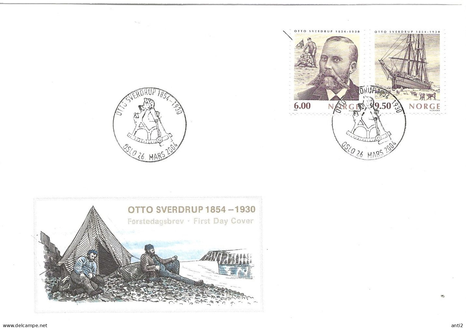 Norway  2004  150th Birth Anniversary Of Polar Explorer Otto Sverdrup,  Polar Ship "Fram", Mi 1502-1503 FDC - FDC