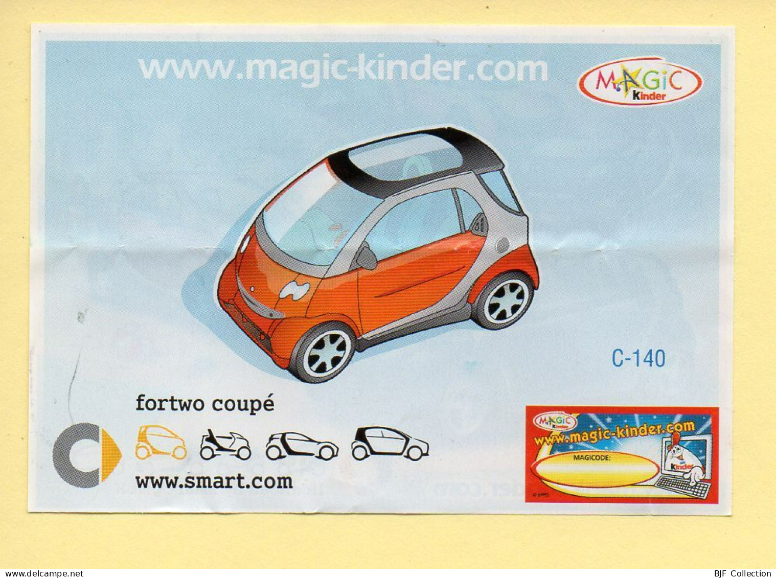 Kinder : BPZ N° C-140 : Série Voitures / Smart / Fortwo Coupé - Istruzioni