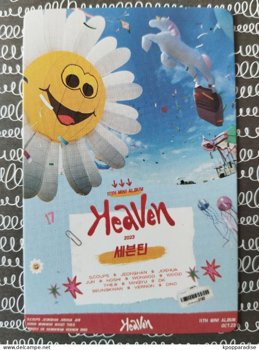 Photocard K POP Au Choix  SEVENTEEN Heaven 11th Mini Album Woozi - Objets Dérivés