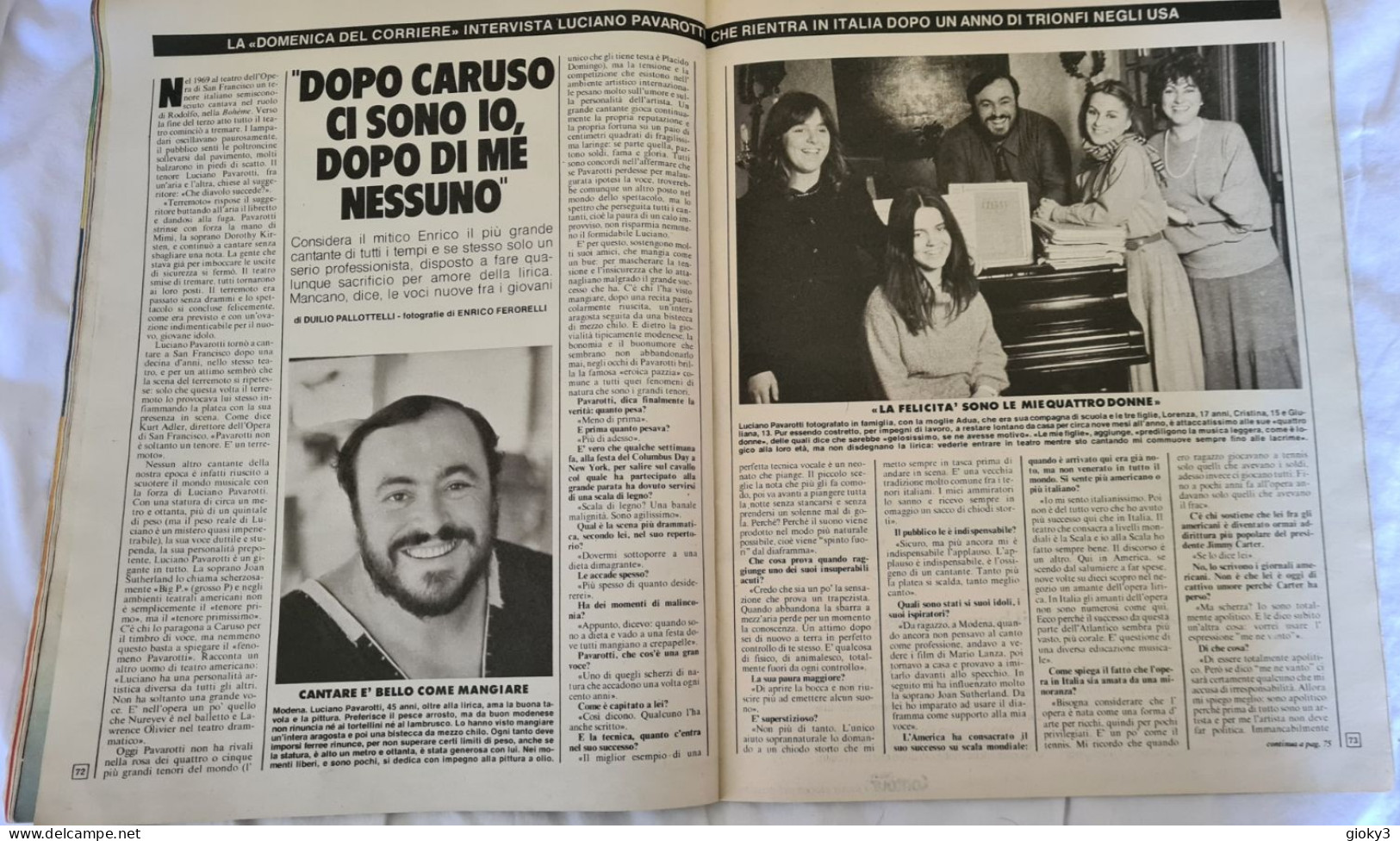 ARTICOLO GIORNALE SU LUCIANO PAVAROTTI 1980 - Sonstige Formate