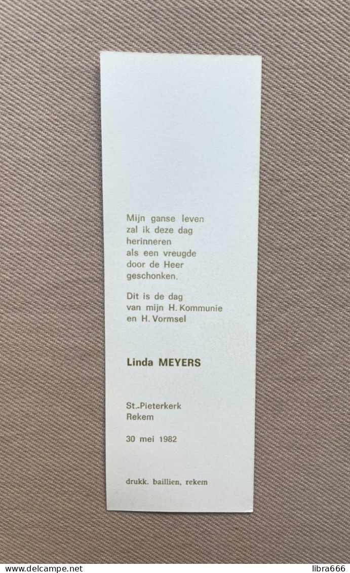 Communie - MEYERS Linda - 1982 - St.-Pieterskerk - REKEM - Kommunion Und Konfirmazion