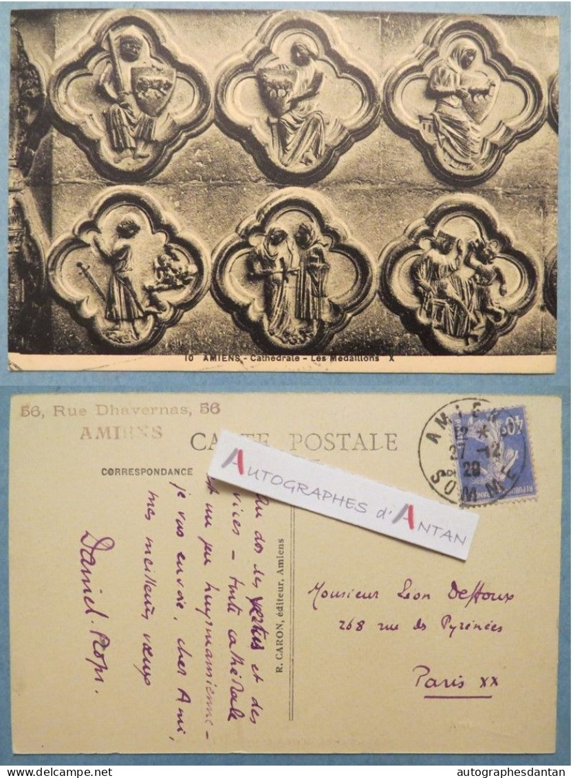 ● CPA 1929 DANIEL ROPS écrivain à Léon DEFFOUX Journaliste - AMIENS - Huysmans Epinal Tresserve Carte Lettre Autographe - Schriftsteller