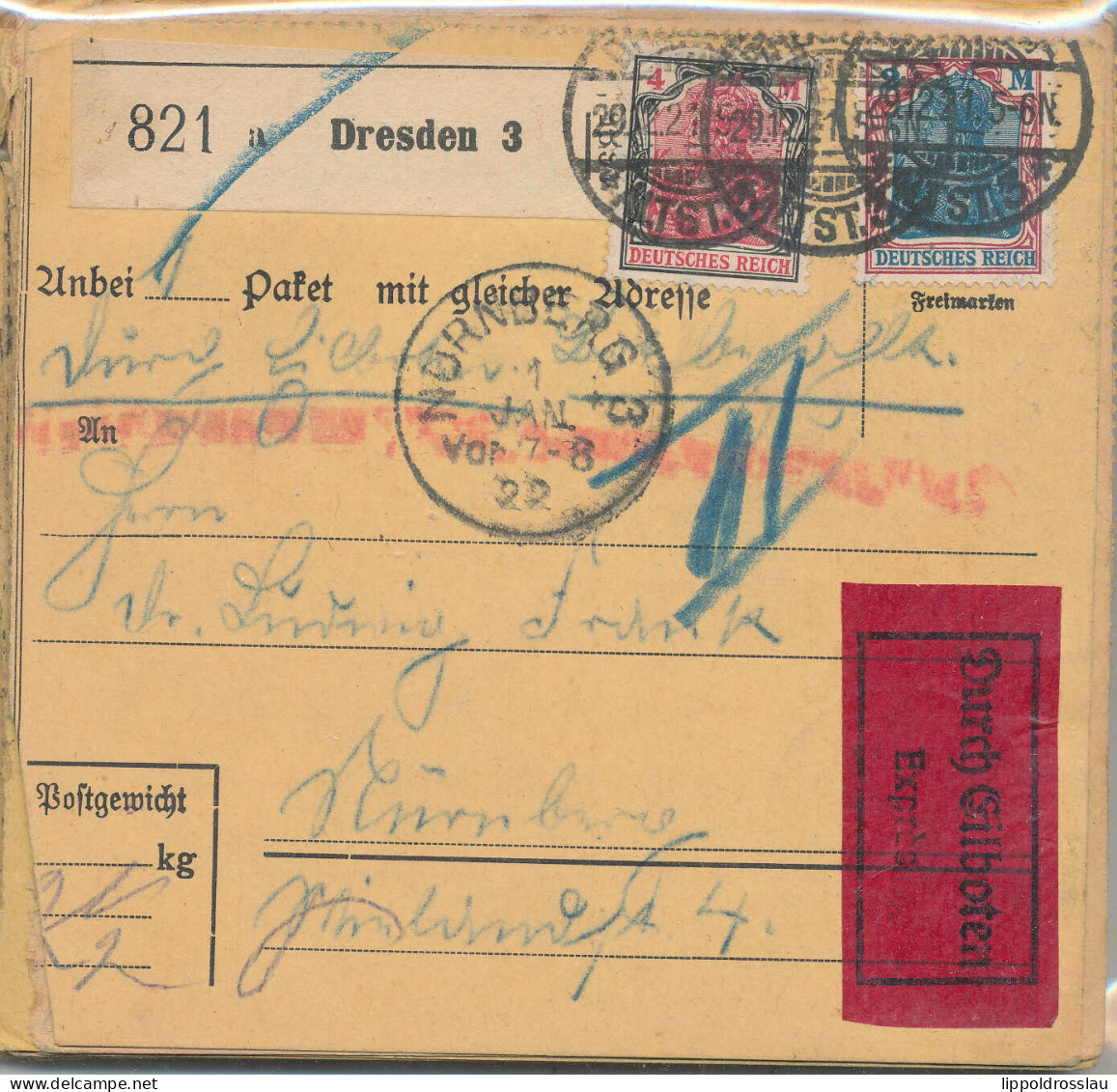 Gest. DR 25 Stck. Paketkartenabschnitte Mit Interessanten Germania-Frankaturen, Bitte Ansehen! - Other & Unclassified