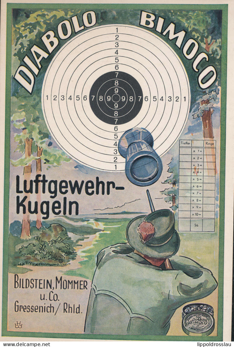 Dekoratives Reklameblatt Diabolo Bimoco Luftgewerhkugeln Firma Bildstein Aus Gressenich - Non Classés