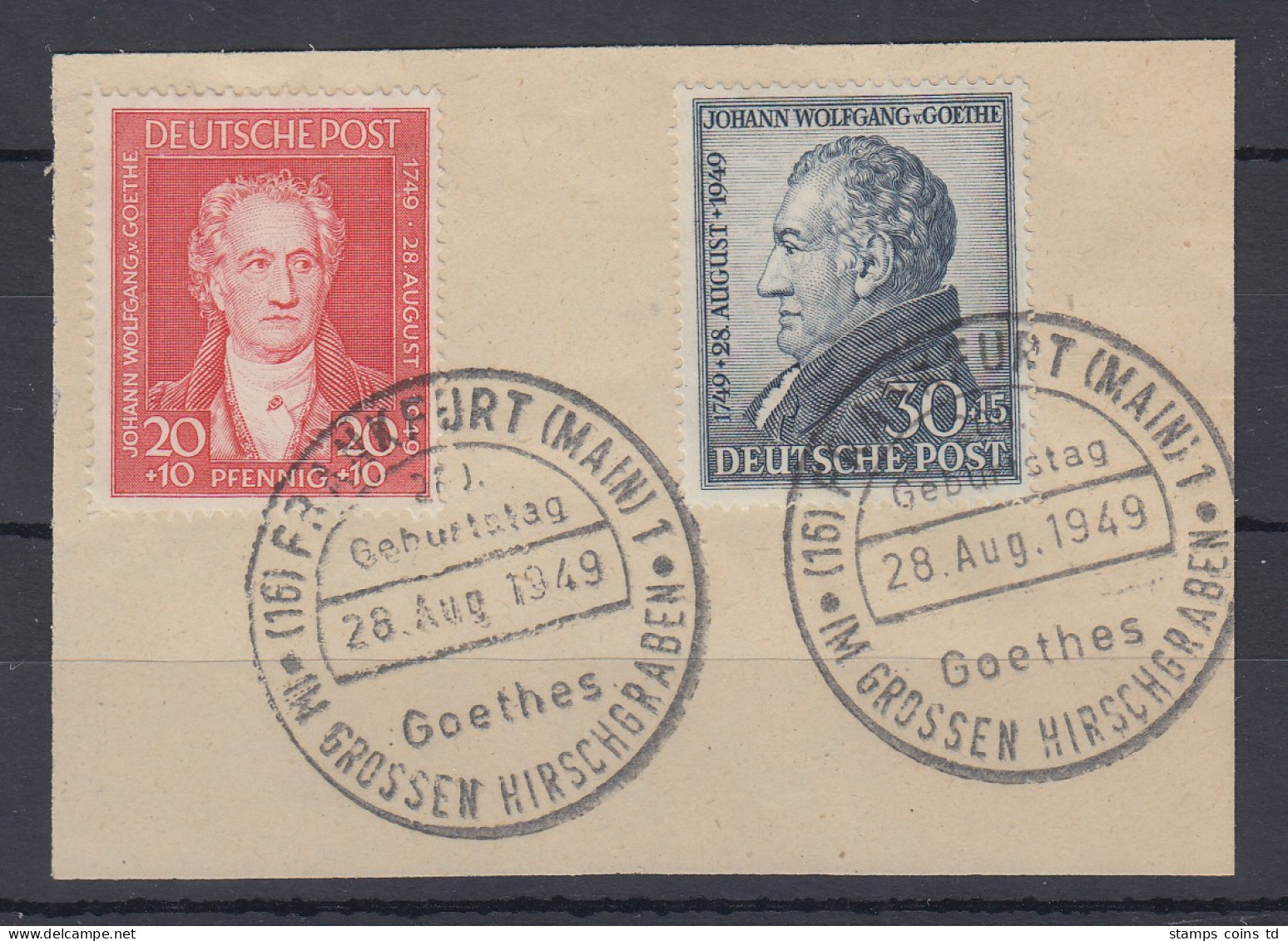 Bizone 1949 Goethe Mi.-Nr. 109-110 O  Gestempelt Auf Briefs. Nr. 110 Gepr. BPP - Gebraucht