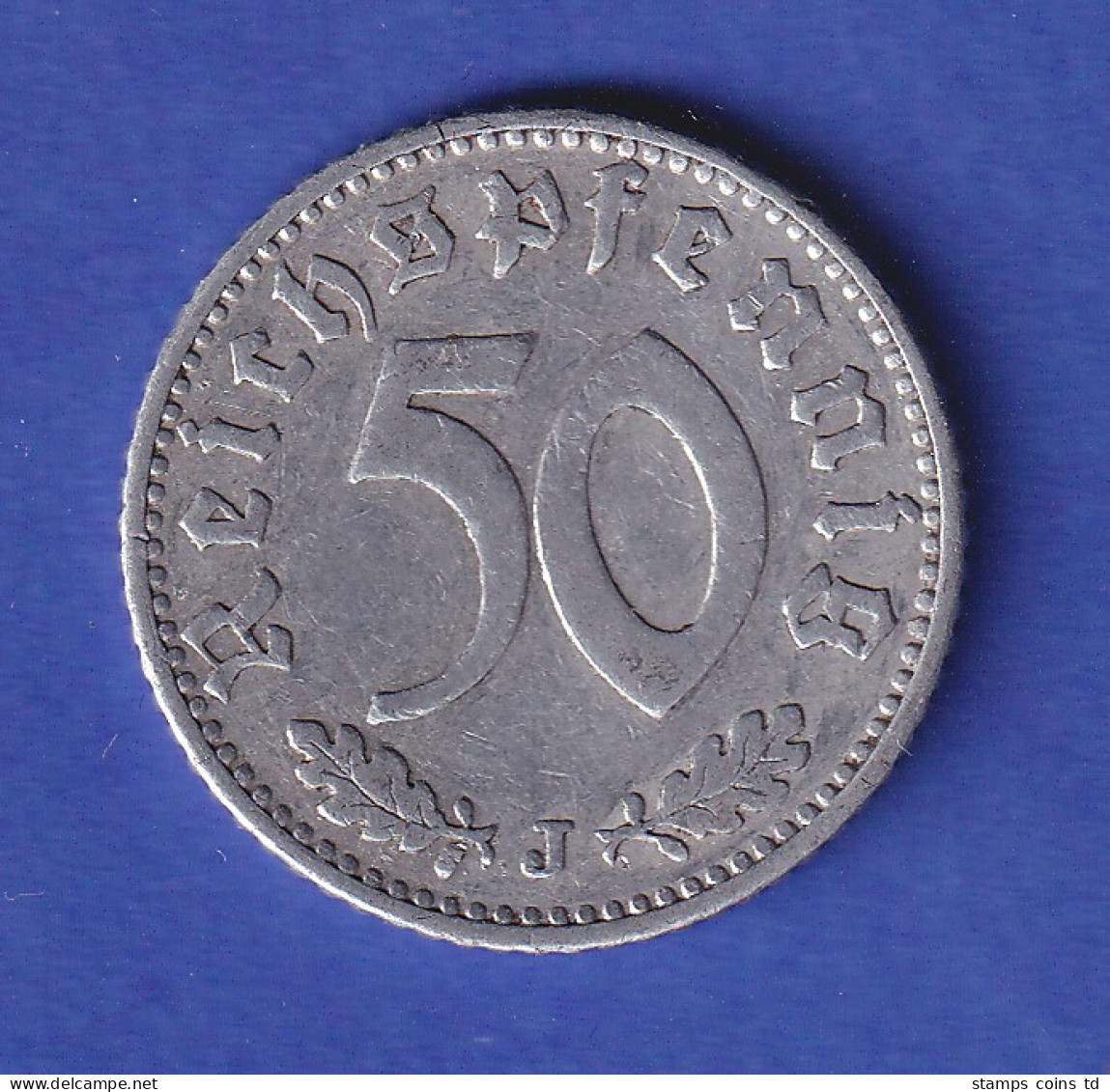 Deutsches Reich Aluminium-Kursmünze 50 Pfennig 1939 J - 5 Reichsmark