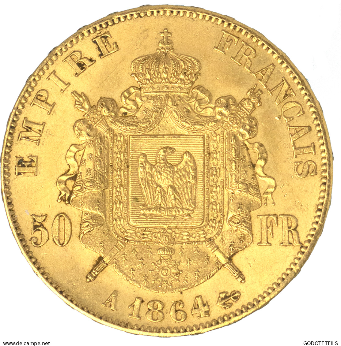 Second-Empire-50 Francs Napoléon III Tête Laurée 1864 Paris - 50 Francs (goud)