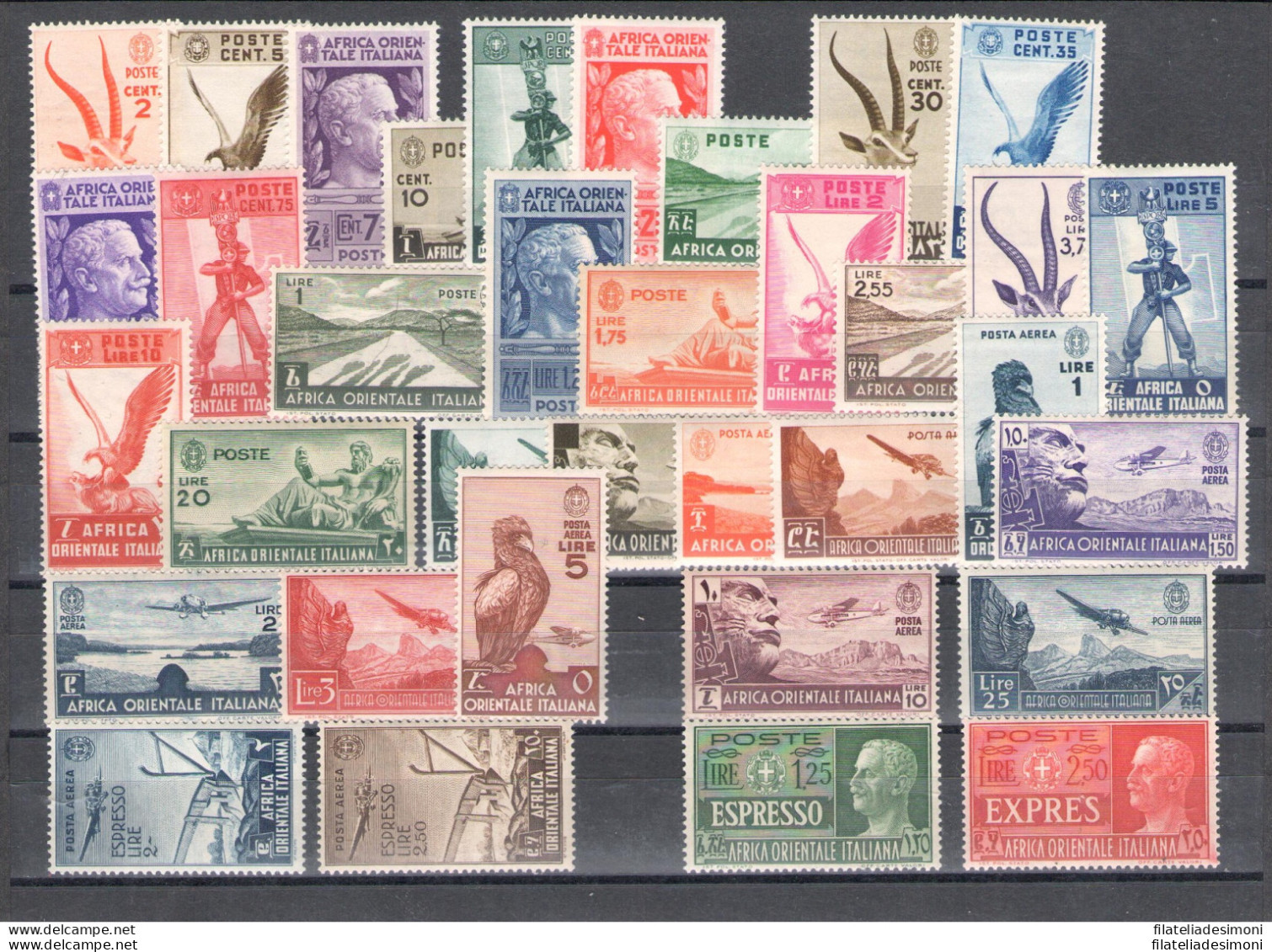 1938 AFRICA ORIENTALE ITALIANA, Soggetti Vari , 35 Valori ,  MNH ** ,  GOMMA INT - Afrique Orientale Italienne