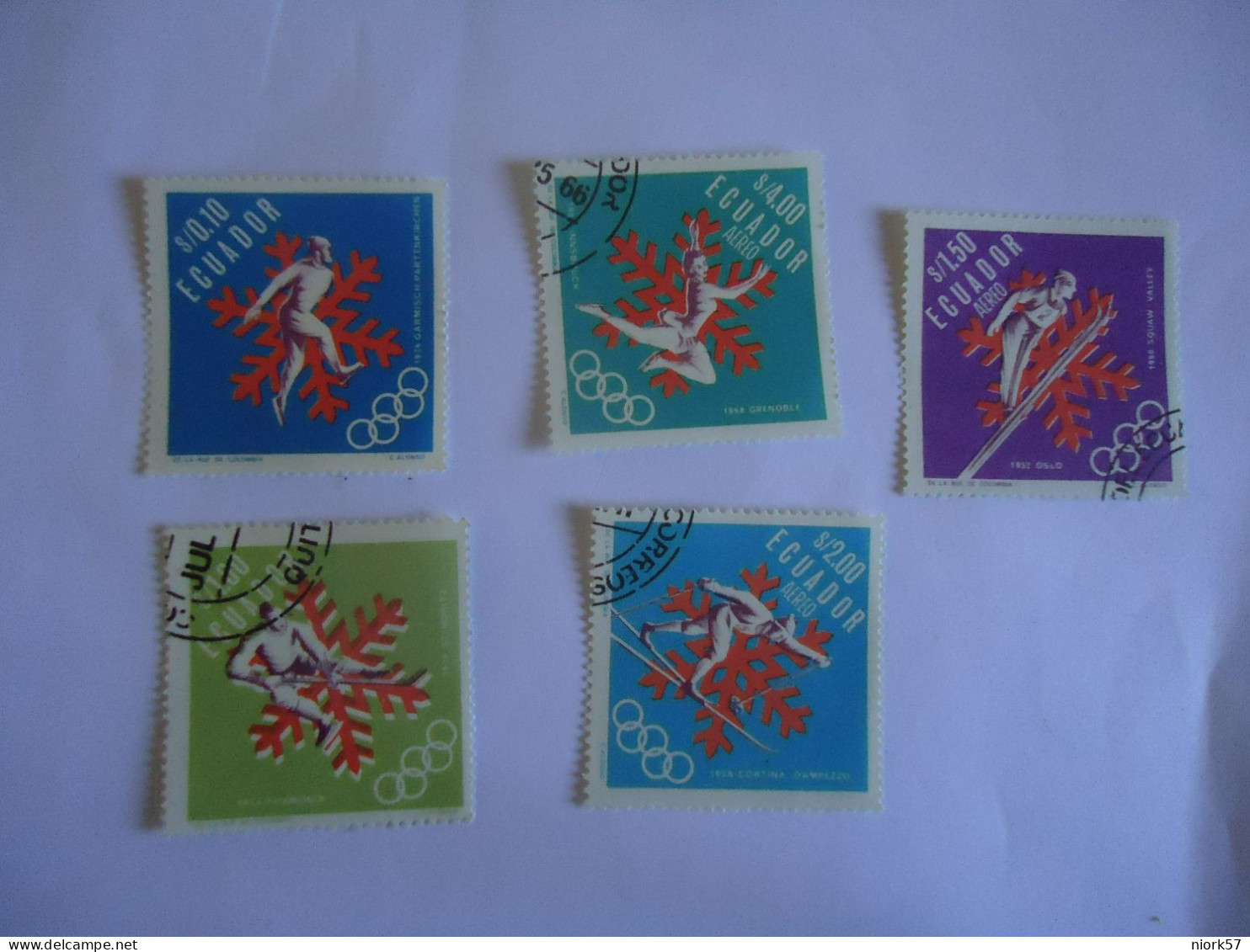 ECUADOR 5 USED STAMPS OLYMPIC GAMES MELBOURNE 1956 AUSTRALIA - Sommer 1956: Melbourne