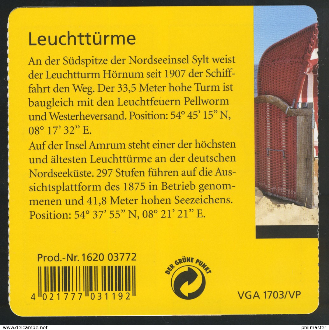 75aI MH Leuchttürme MIT Grünem Punkt, Erstverwendungsstempel Bonn 03.07.2008 - 2001-2010