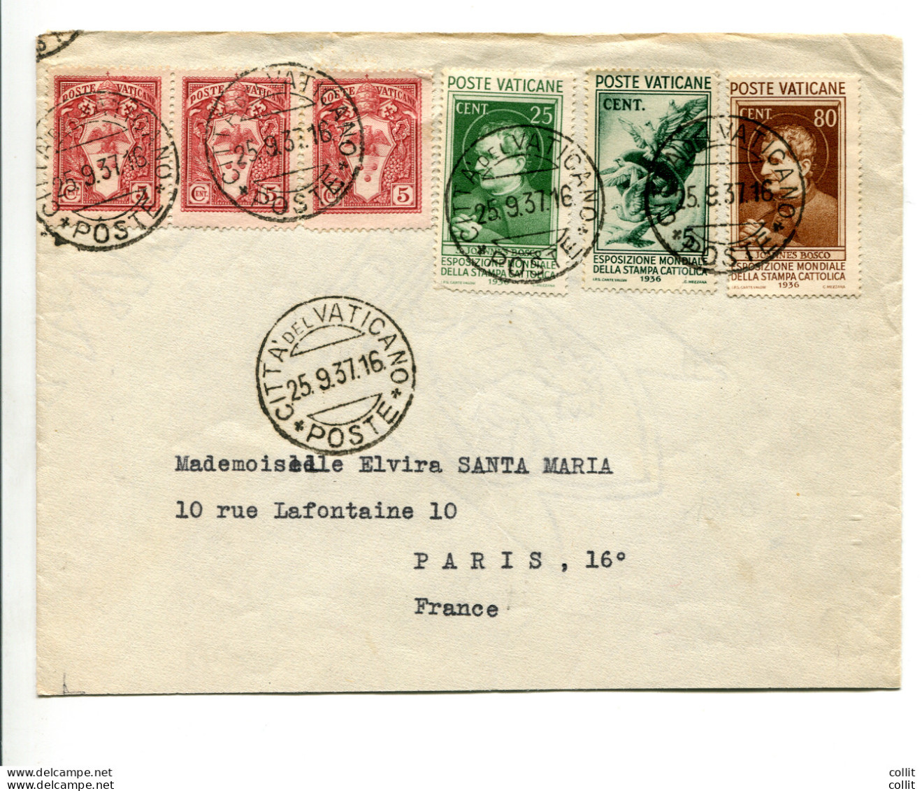 Stampa Cattolica Cent. 25 Su Busta Per Parigi - Unused Stamps