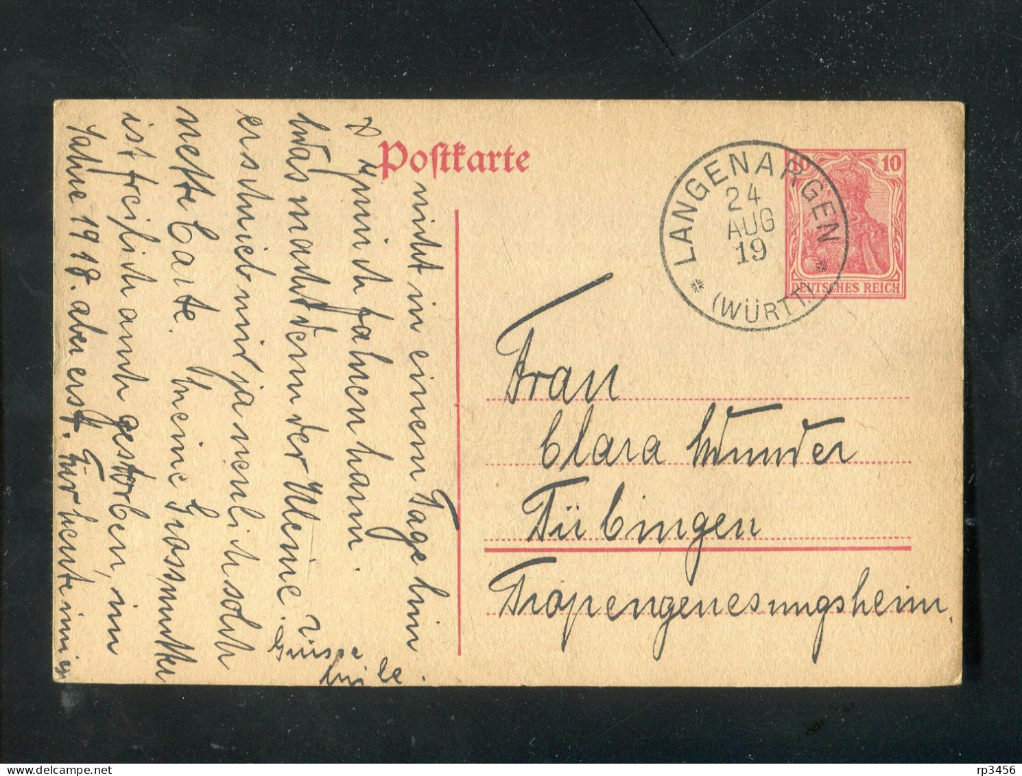 "DEUTSCHES REICH" 1919, Postkarte Mit Klarem K1 "LANGENARGEN", Schoener Beleg (R0102) - Cartes Postales