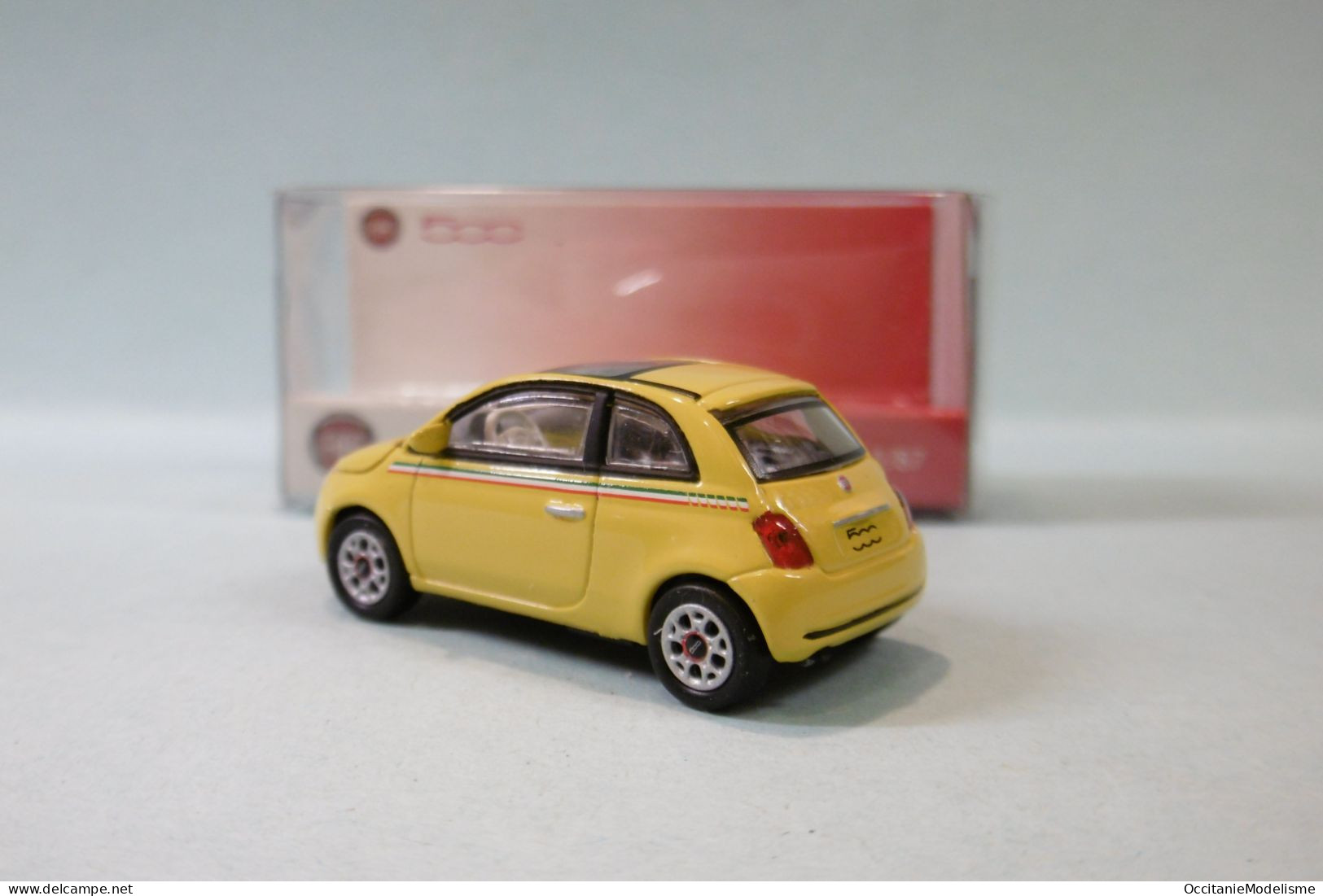 Norev - FIAT 500 2007 Jaune Bandes Italiennes Réf. 770036 Neuf NBO HO 1/87 - Strassenfahrzeuge