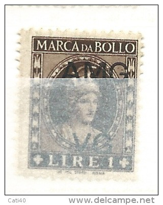 MARCA DA BOLLO REVENUE - TRIESTE AMG VG - LIRE 1 - Fiscaux