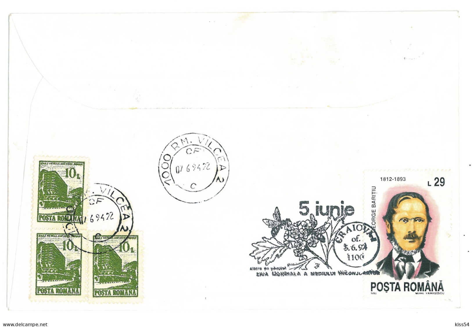 COV 998 - 3110-a HONEY BEE, Romania - Cover - Used - 1994 - Honeybees