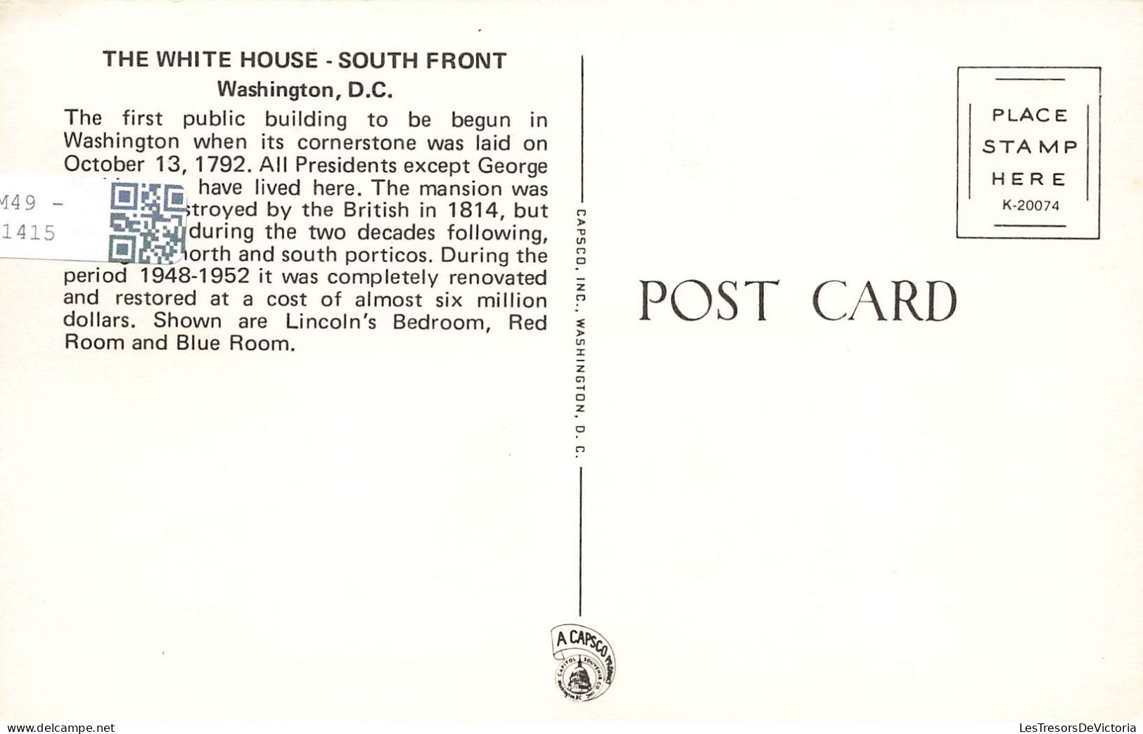 ETATS-UNIS - The White House - South Front - Washington D C - Multi-vues De Différents Endroits - Carte Postale Ancienne - Autres & Non Classés