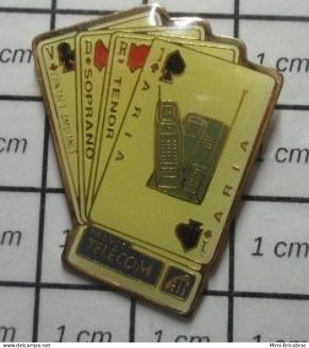 613D Pin's Pins / Beau Et Rare / FRANCE TELECOM / JEU DE CARTES COMBINES TELEPHONIQUES ARIA TENOR SOPRANO - France Télécom