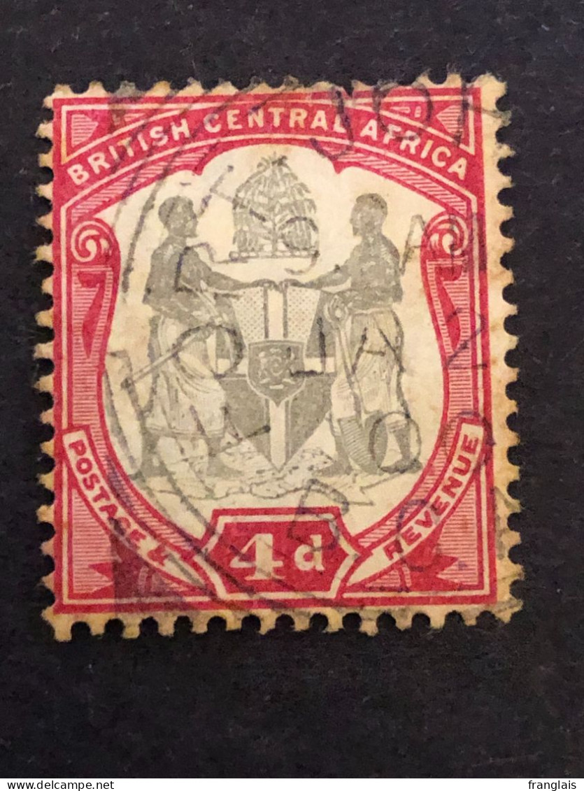 BRITISH CENTRAL AFRICA  SG 45 4d Black And Carmine FU - Nyassaland (1907-1953)