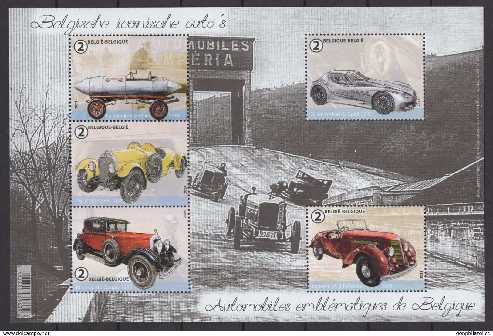 BELGIUM 2023 TRANSPORT Vehicles. Automobiles CARS - Fine S/S MNH - Unused Stamps