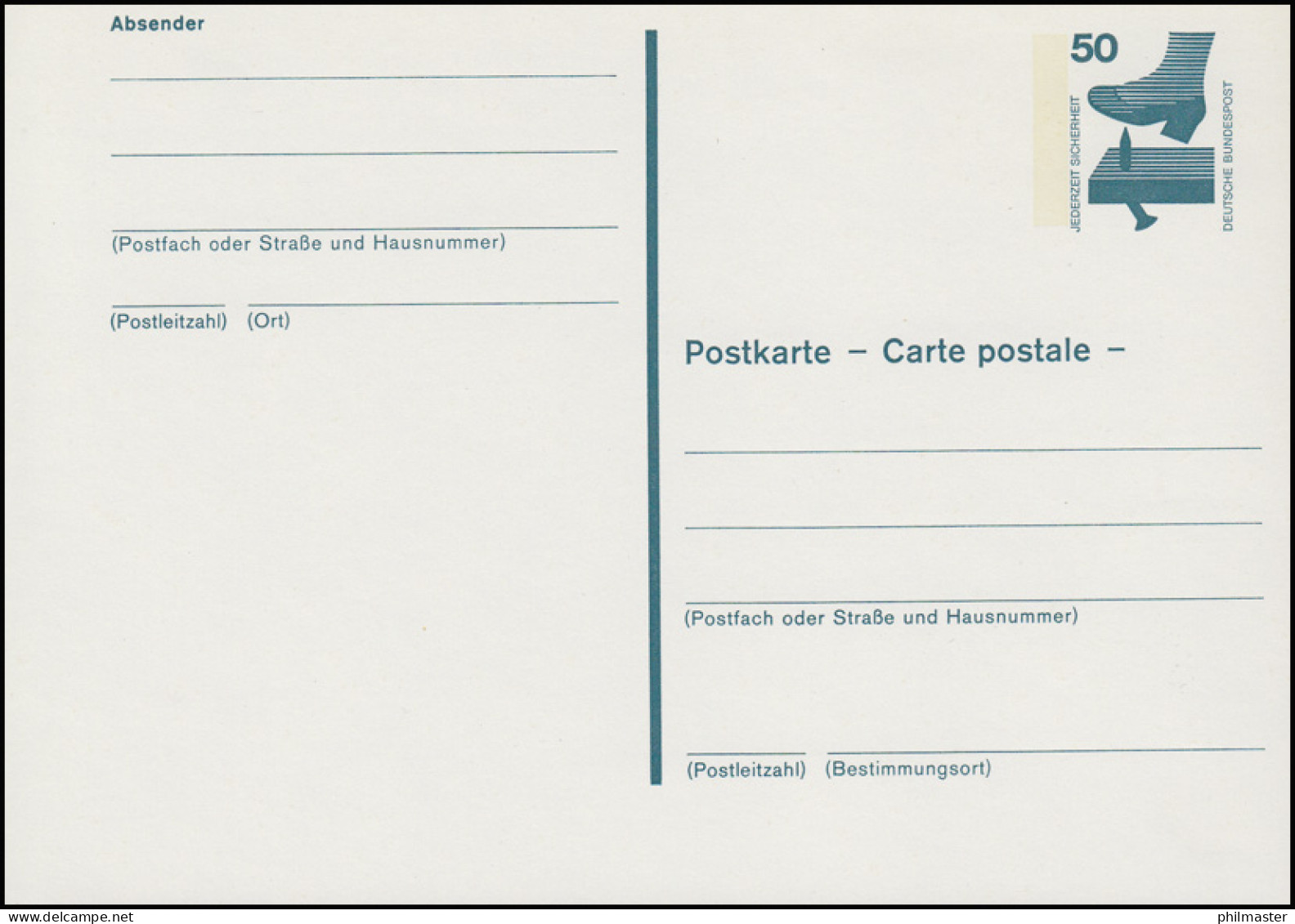 P 118 Unfall 50 Pf Mit Leitvermerke ** - Cartes Postales - Neuves