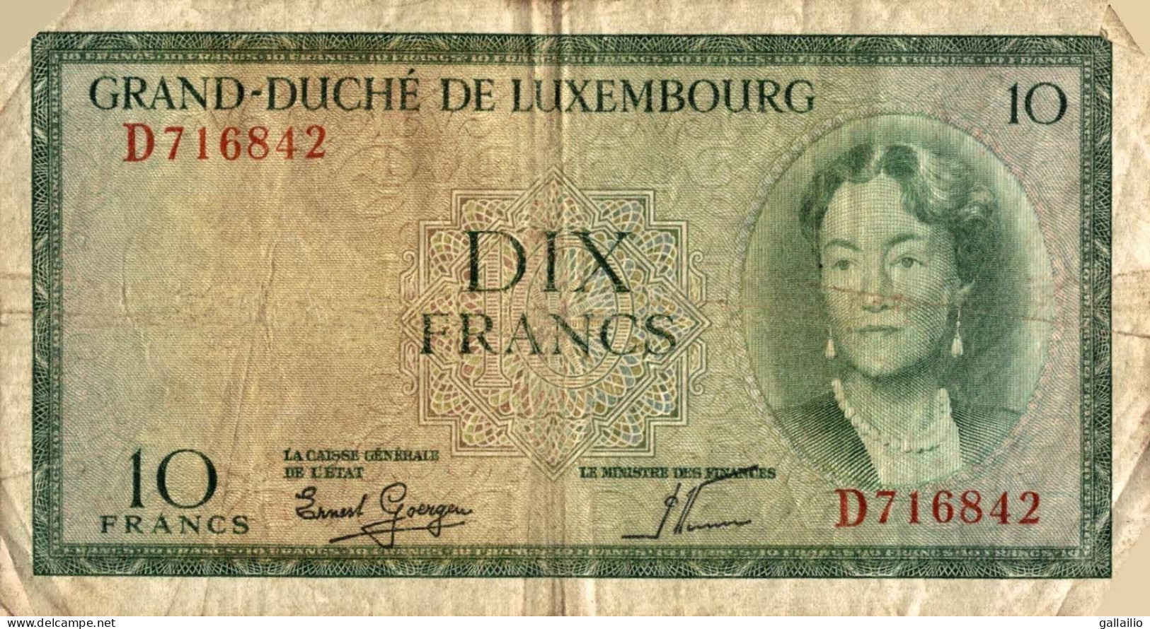 BILLET 10 FRANCS LUXEMBOURG - Lussemburgo