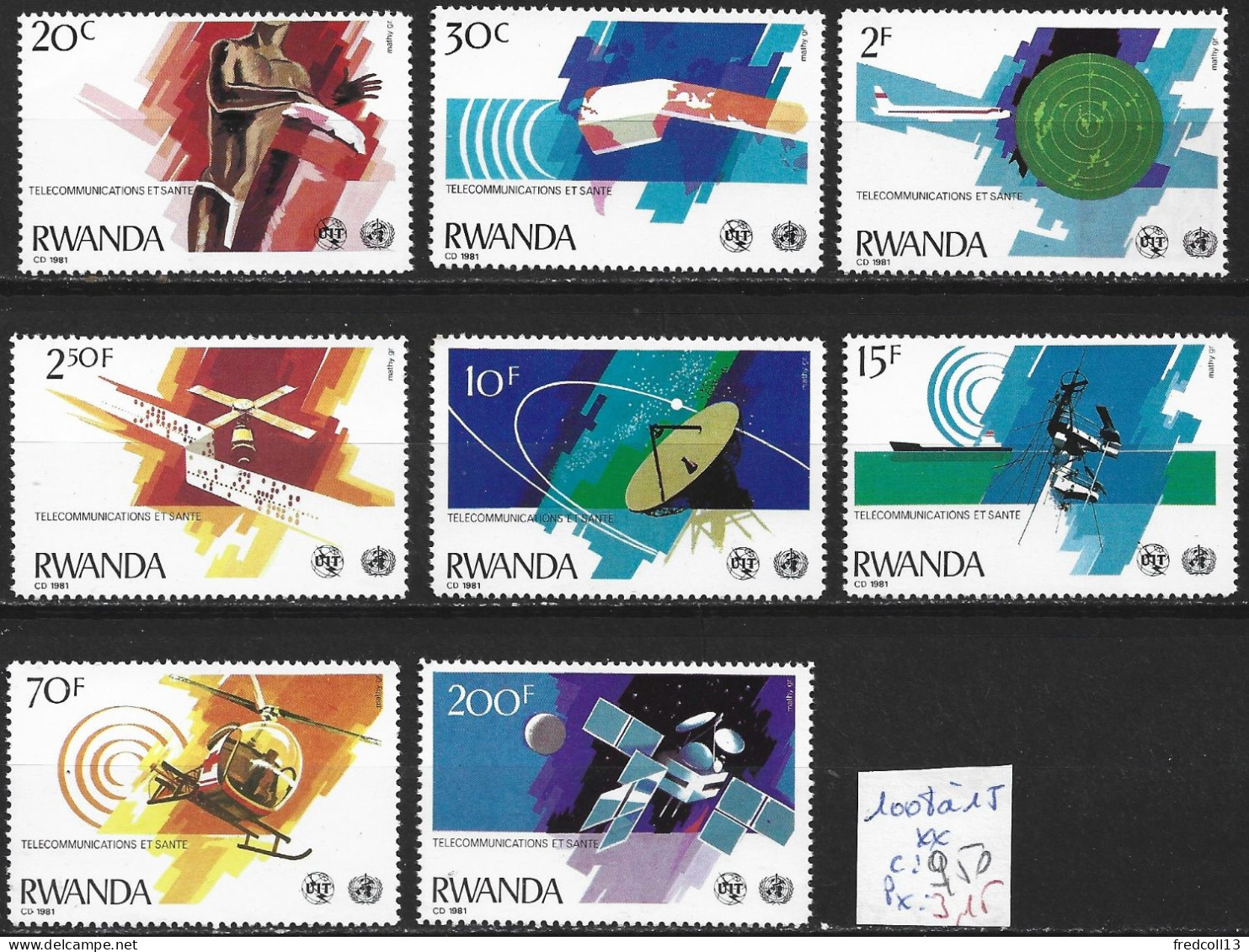 RWANDA 1008 à 15 ** Côte 9.50 € - Unused Stamps