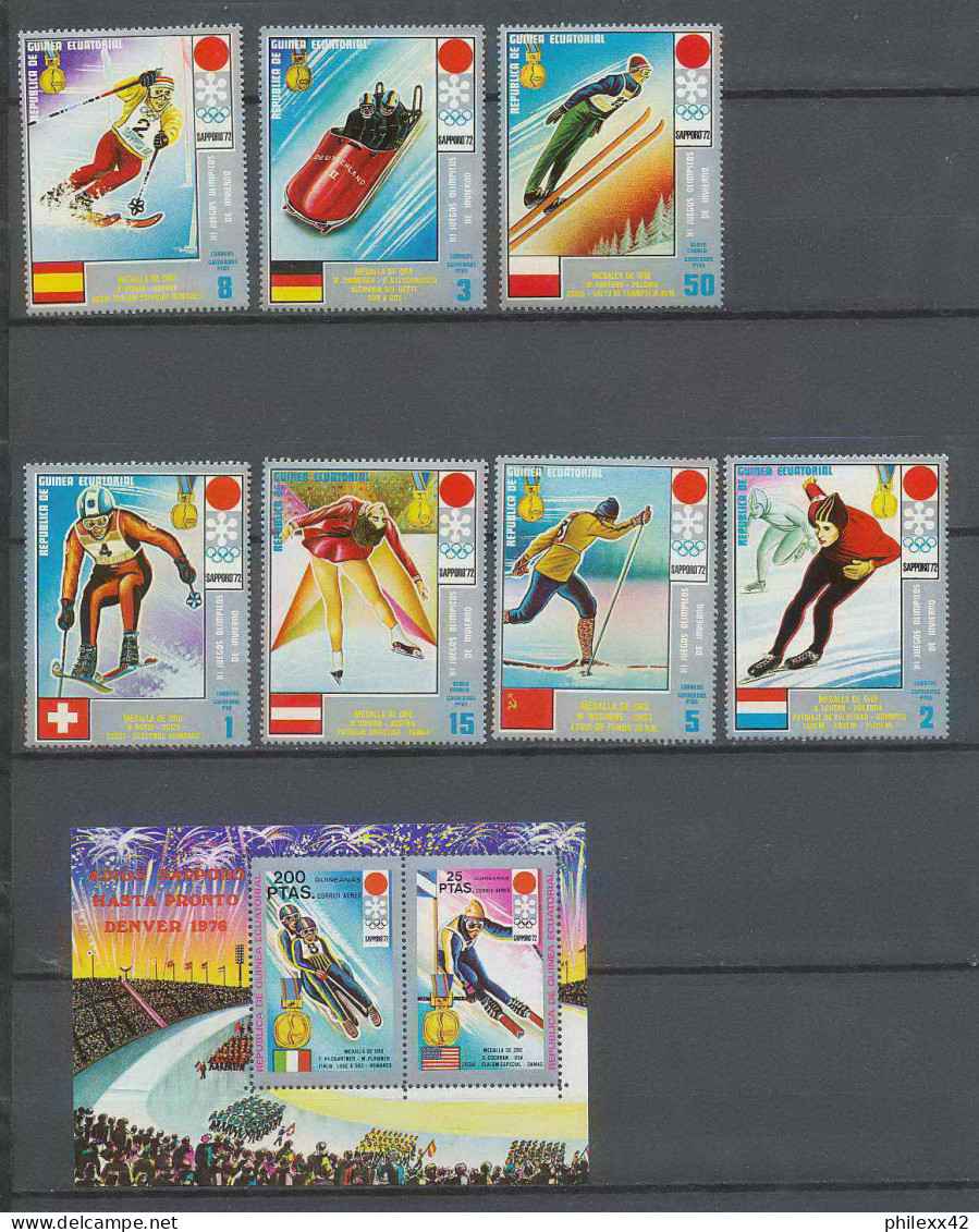 Guinée équatoriale Guinea 110 N°66/72 + Bloc 11 Jeux Olympiques Olympic Games Sapporo 1972 MNH ** - Hiver 1972: Sapporo