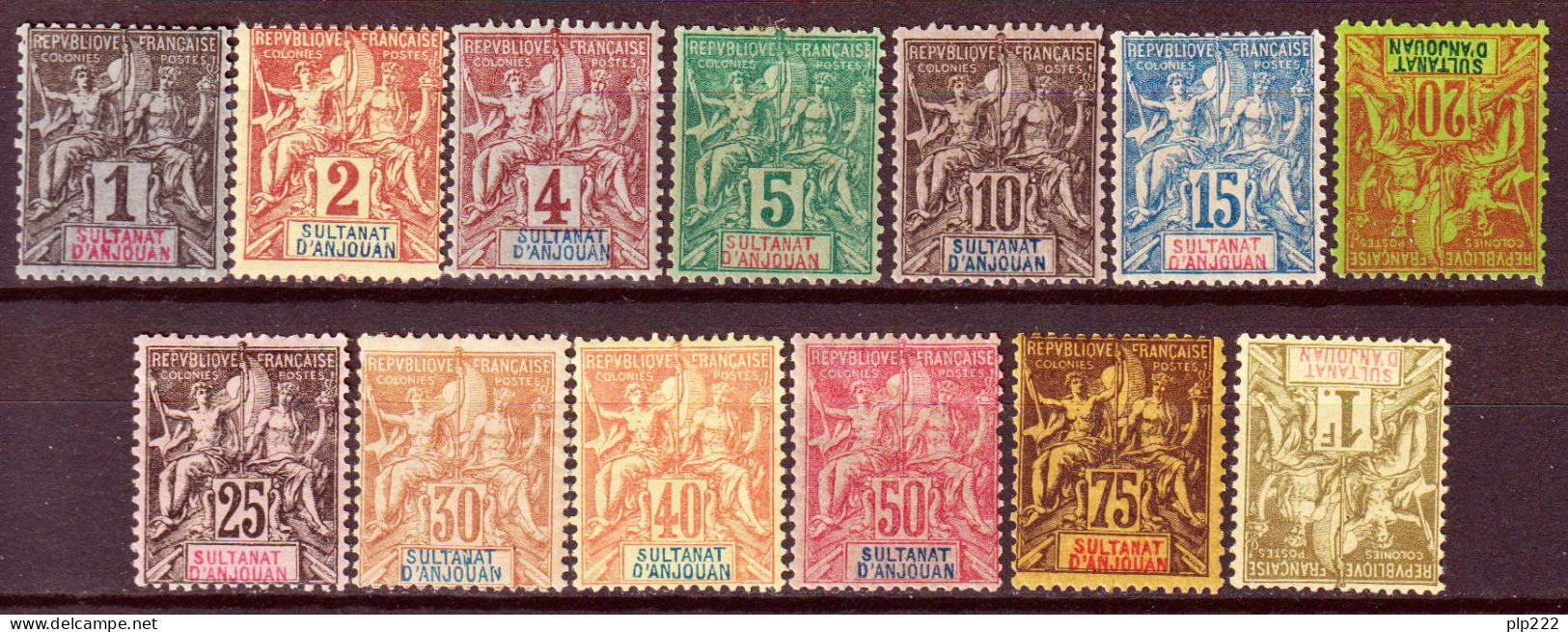 Anjouan 1892 Y.T.1/13 */MH VF/F - Ungebraucht