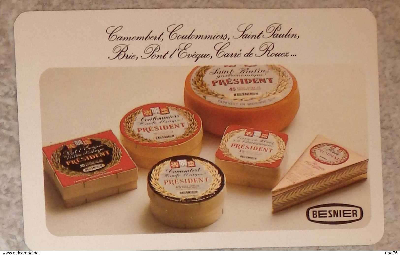 Petit Calendrier  De Poche 1978 Fromage Camembert Coulommiers Saint Paulin Brie Besnier Président - Format Carte Bleue - Klein Formaat: 1971-80