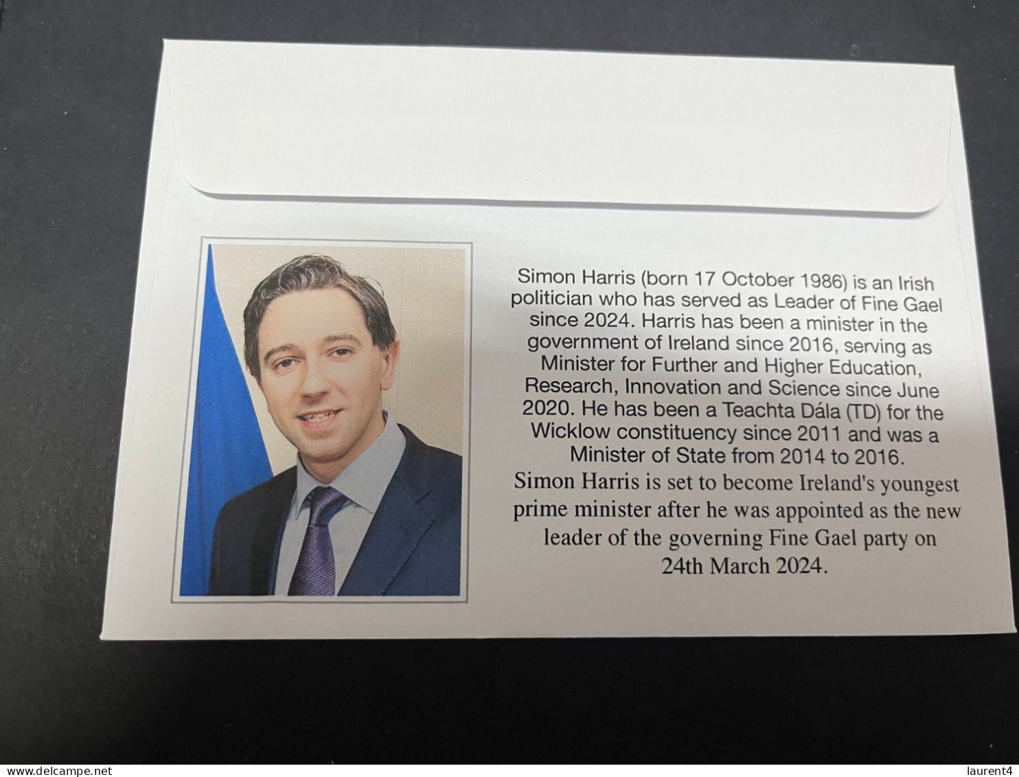 27-3-2024 (4 Y 12) Ireland New Prime Minister - Simon Harris (24-3-2024) - Lettres & Documents