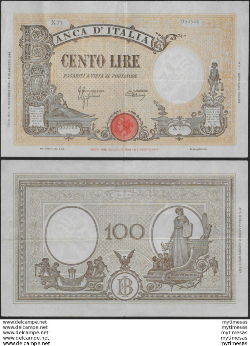 1944 Lire 100 Grande B SPL Rif BI 24C Gigante - Sonstige & Ohne Zuordnung