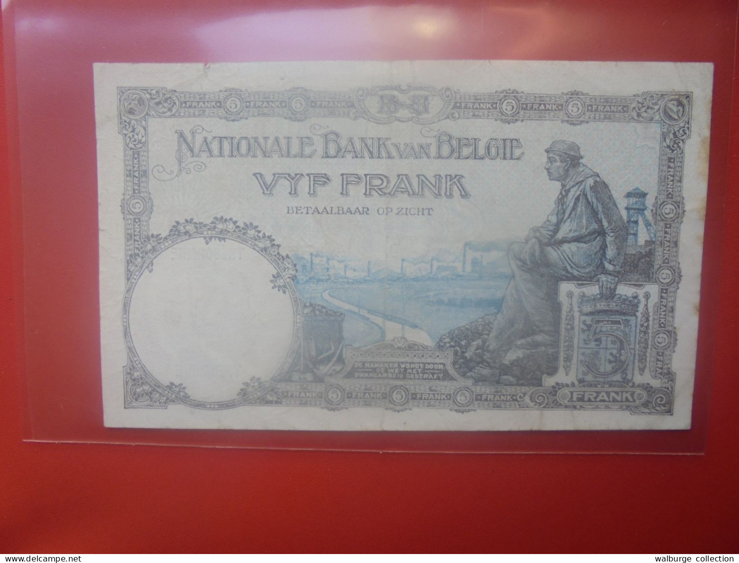 BELGIQUE 5 Francs 1931 Circuler COTES:10-20-50 EURO (B.33) - 5 Francs
