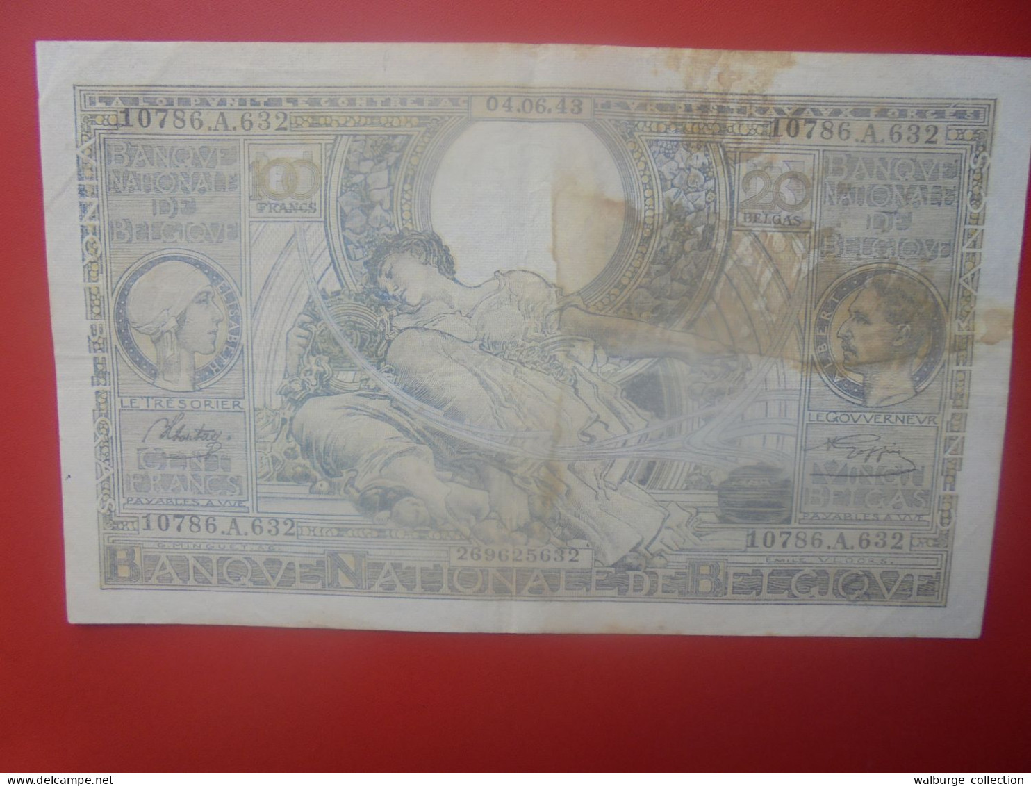 BELGIQUE 100 Francs 1943 Circuler COTES:5-10-25 EURO (B.33) - 100 Francs & 100 Francs-20 Belgas
