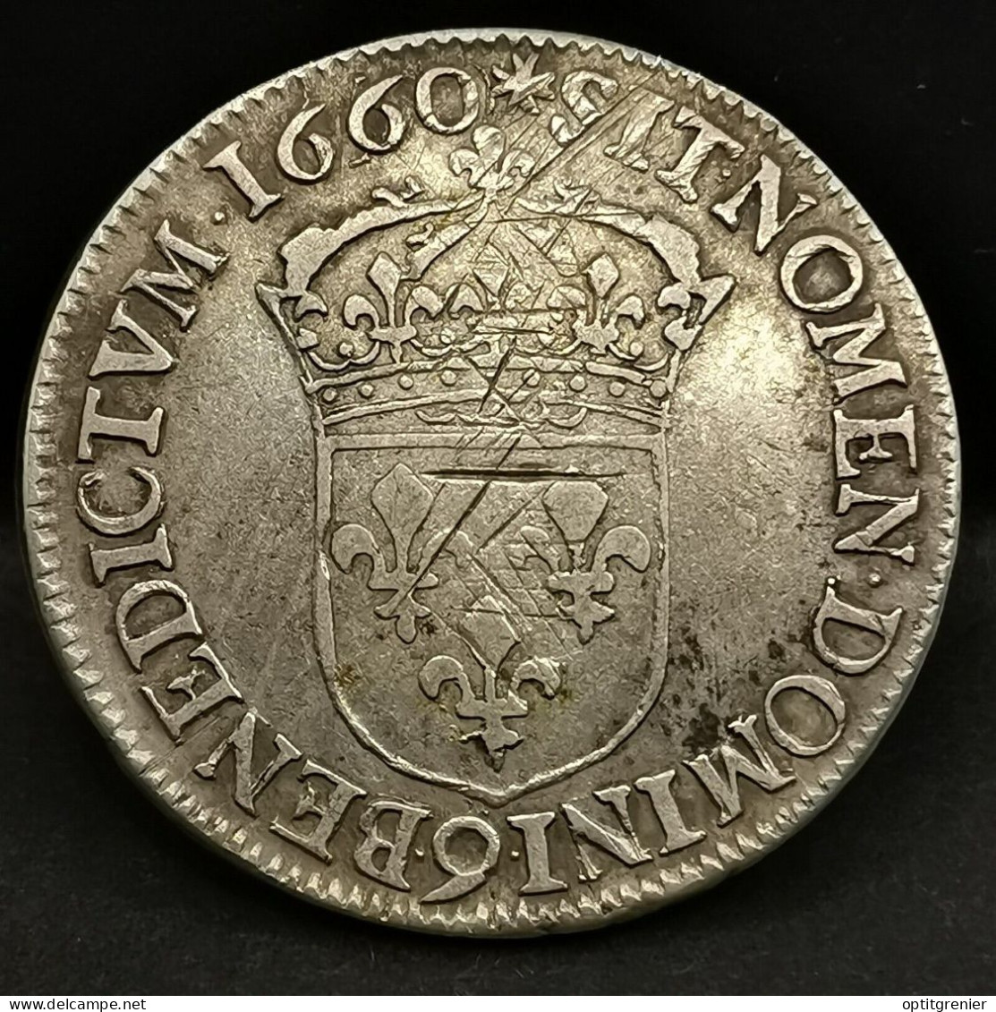 1/2 ECU ARGENT LOUIS XIV AU BUSTE JUVENILE 1660 9 RENNES 33mm13.5g FRANCE SILVER - 1643-1715 Louis XIV The Great