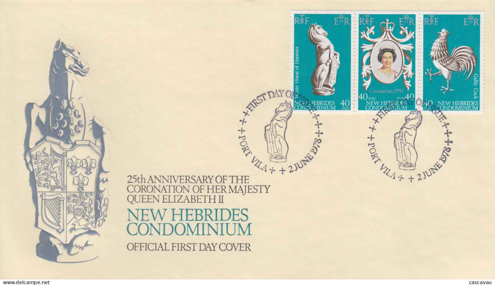 Enveloppe  FDC  1er Jour   NOUVELLES  HEBRIDES   25éme  Anniversaire  Couronnement  De  La  Reine  1978 - FDC