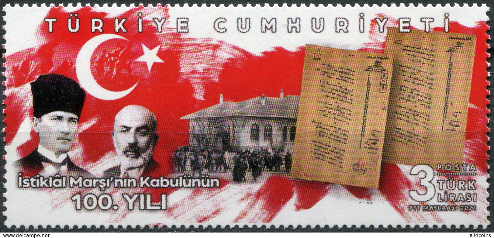 Turkey 2021. 100th Anniversary Of The National Anthem (MNH OG) Stamp - Nuevos