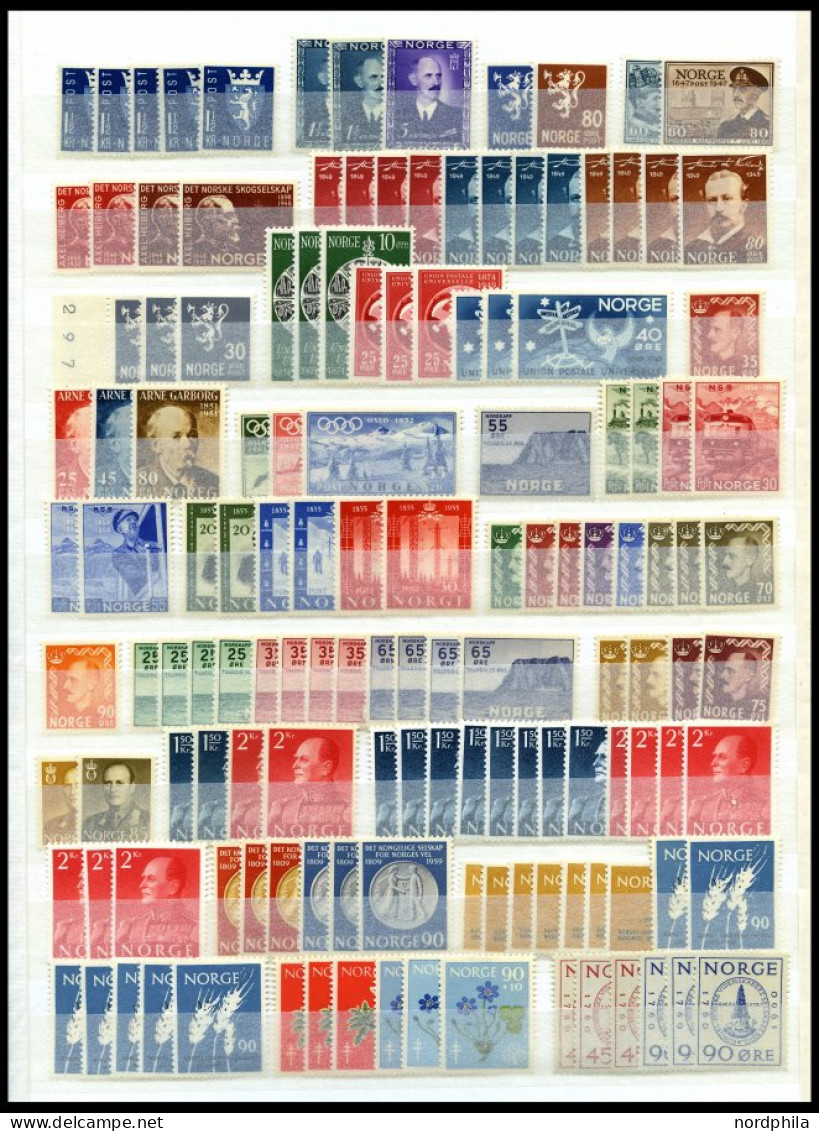 SAMMLUNGEN, LOTS **, Postfrische Dublettenpartie Norwegen Von 1945-80, Dabei U.a. Mi.Nr. 442/3 (12x), 471-75 (6x) Etc.,  - Sammlungen