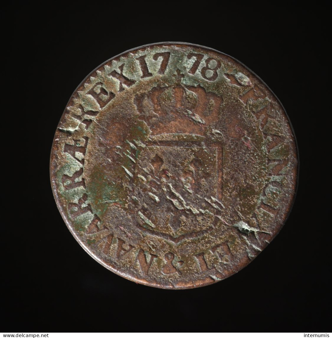  France, Louis XVI, 1/2 Sol, 1778, Aix, Cuivre (Copper), TTB (EF),
KM#586.16, G.349 - 1774-1791 Lodewijjk XVI