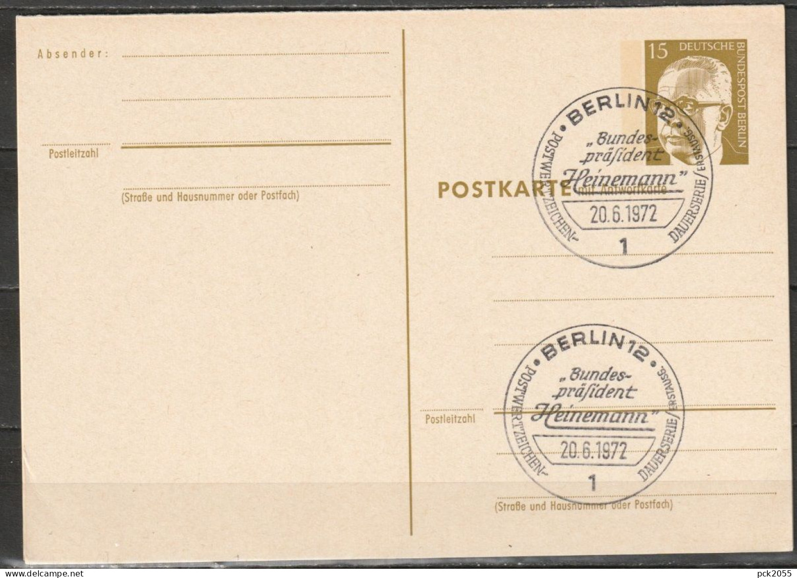 Berlin Ganzsache 1971/72 Mi.-Nr. P 87 Ersttagsstempel BERLIN 20.6.72  ( PK 208 ) - Postkarten - Gebraucht