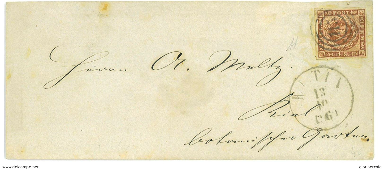 P2862 - DENMARK YVERT NR. 8 1860 FROM EUTIN, NUMBER CANCELLATION 115. - Briefe U. Dokumente