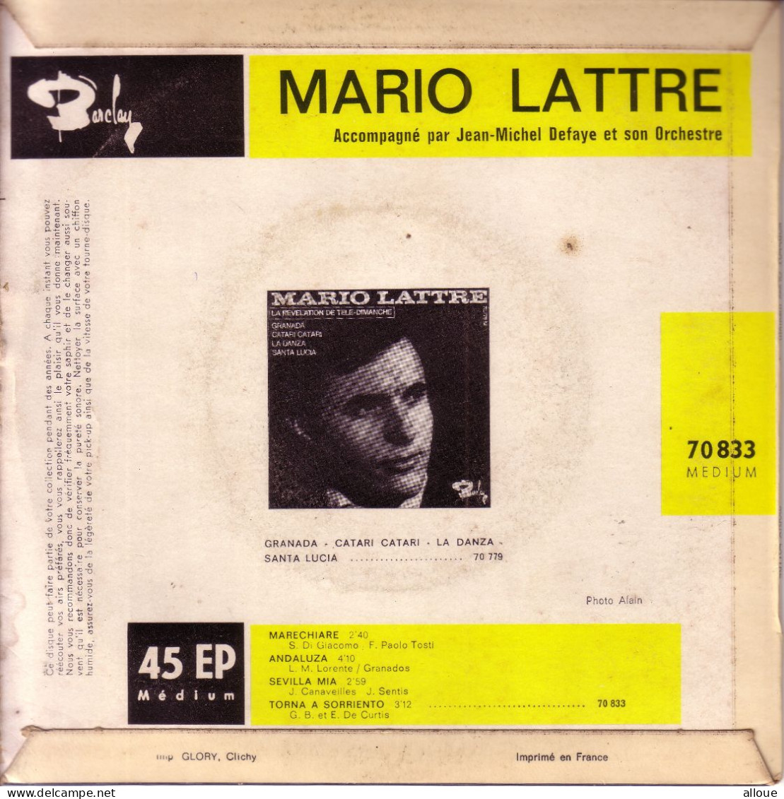 MARIO LATTRE - FR EP - MARECHIARE + 3 - Opéra & Opérette