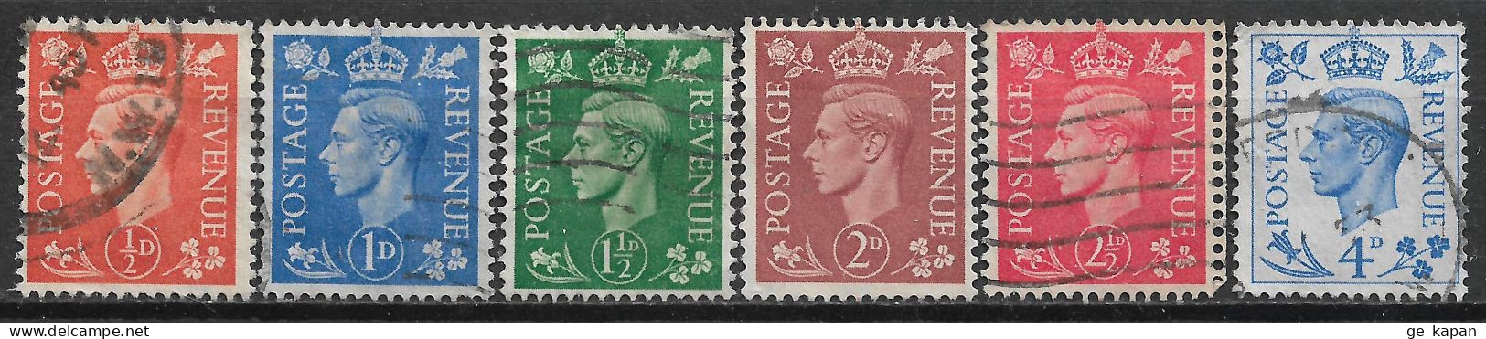 1950-1951 GREAT BRITAIN Complete Set Of 6 Used Stamps (Scott # 280-285) CV $4.00 - Gebraucht