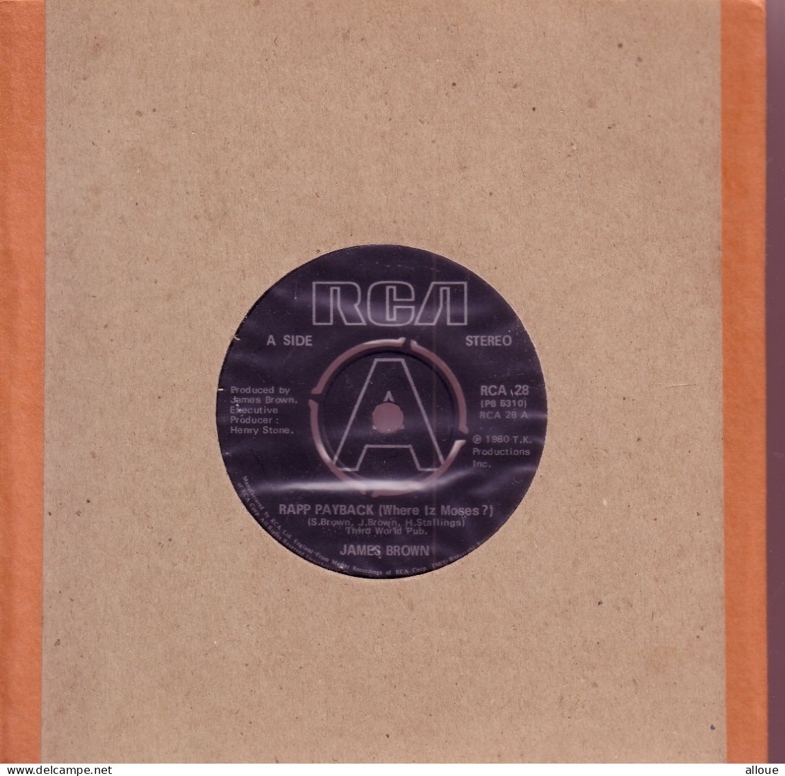 JAMES BROWN - UK SINGLE 1980  - RAPP PAYBACK (Where Iz Moses?) + RAPP PAYBACK PART 2 - Soul - R&B