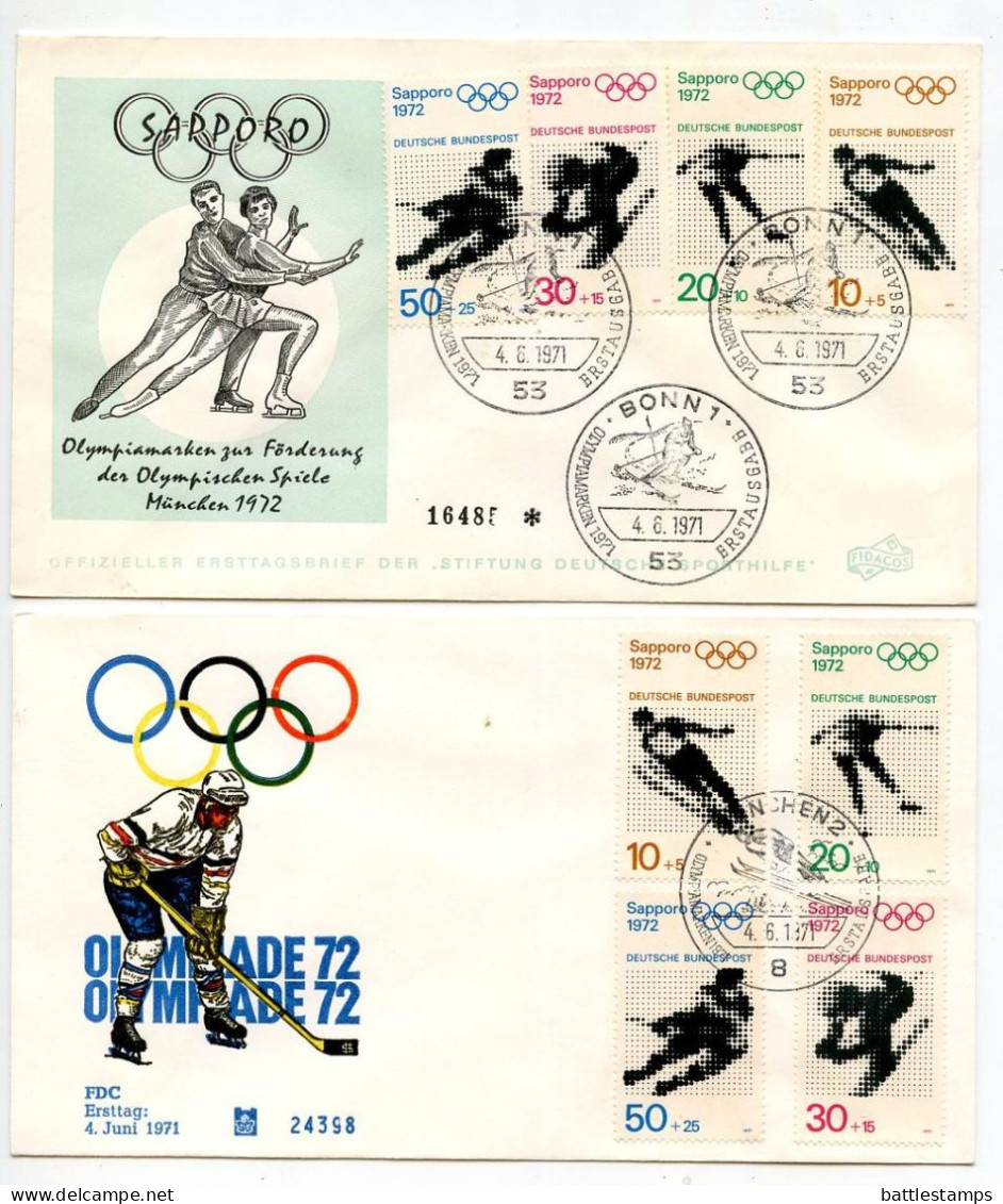 Germany, West 1971 6 FDCs Scott B472-B475 & B475a 1972 Winter Olympics In Sapporo Japan; 1 FDC Registered - 1971-1980