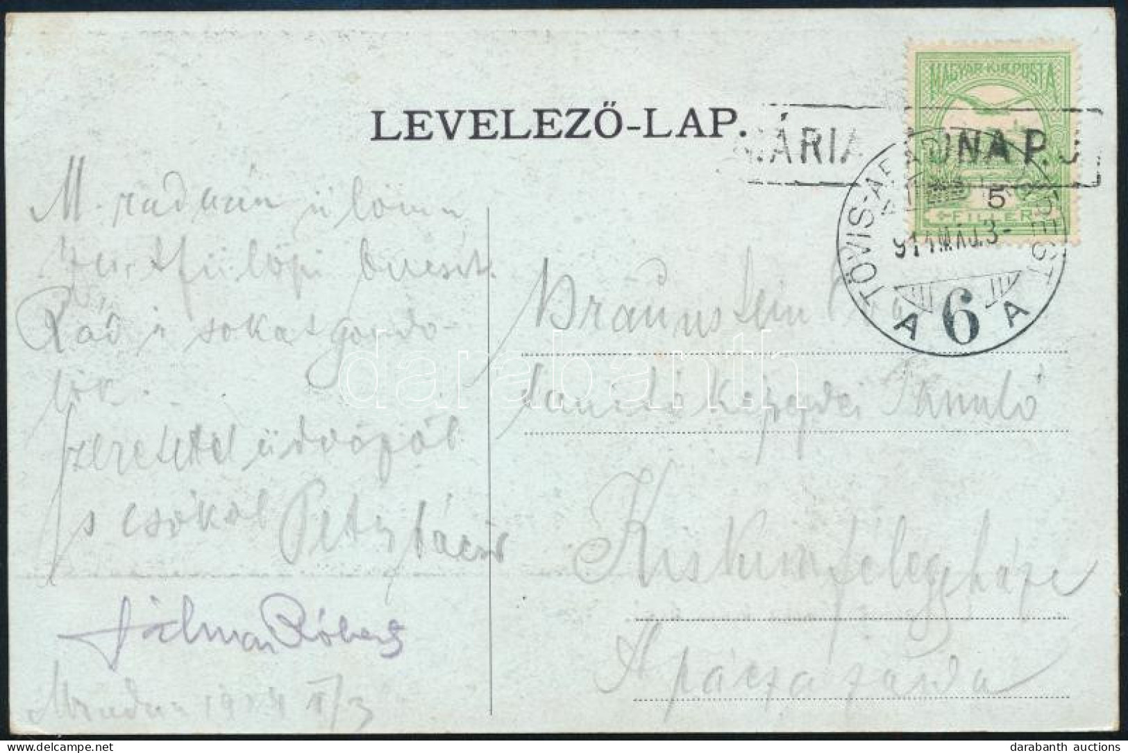 1914 Képeslap Mozgóposta és Pályaudvari Bélyegzéssel - Autres & Non Classés