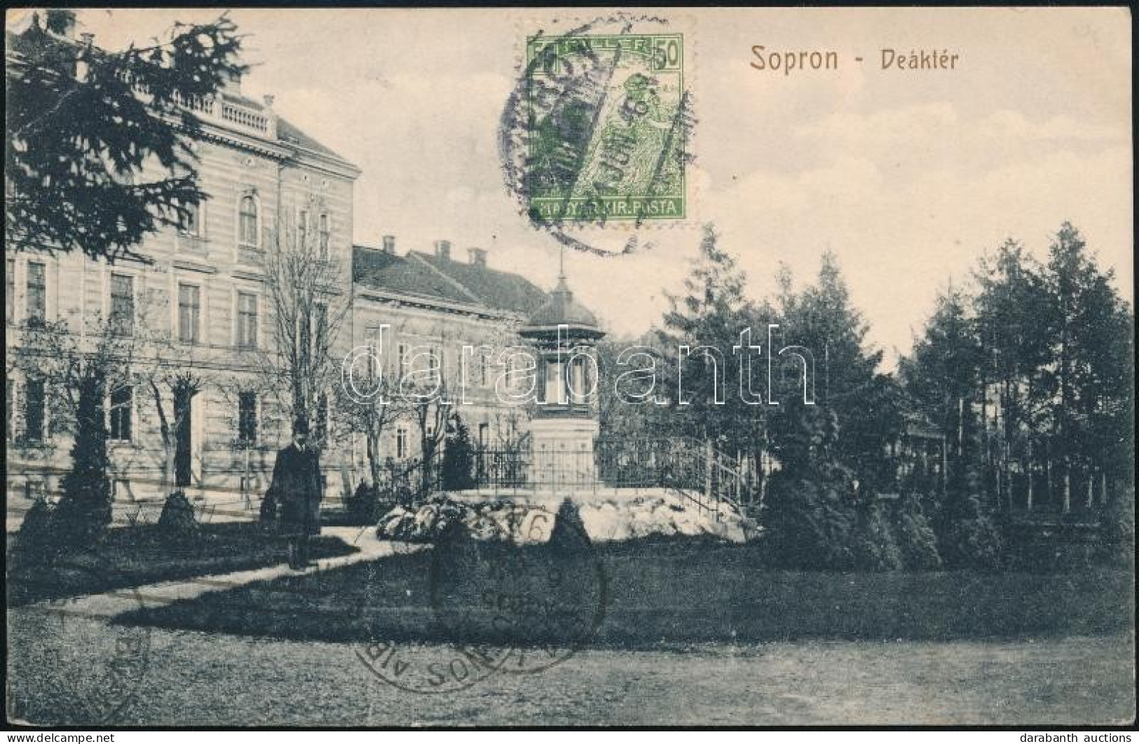 1921 TCV Képeslap Arató 50f Bérmentesítéssel Sopronból Argentínába Küldve, érkezési Bélyegzéssel + "ELLENŐRIZVE SOPRON"  - Sonstige & Ohne Zuordnung