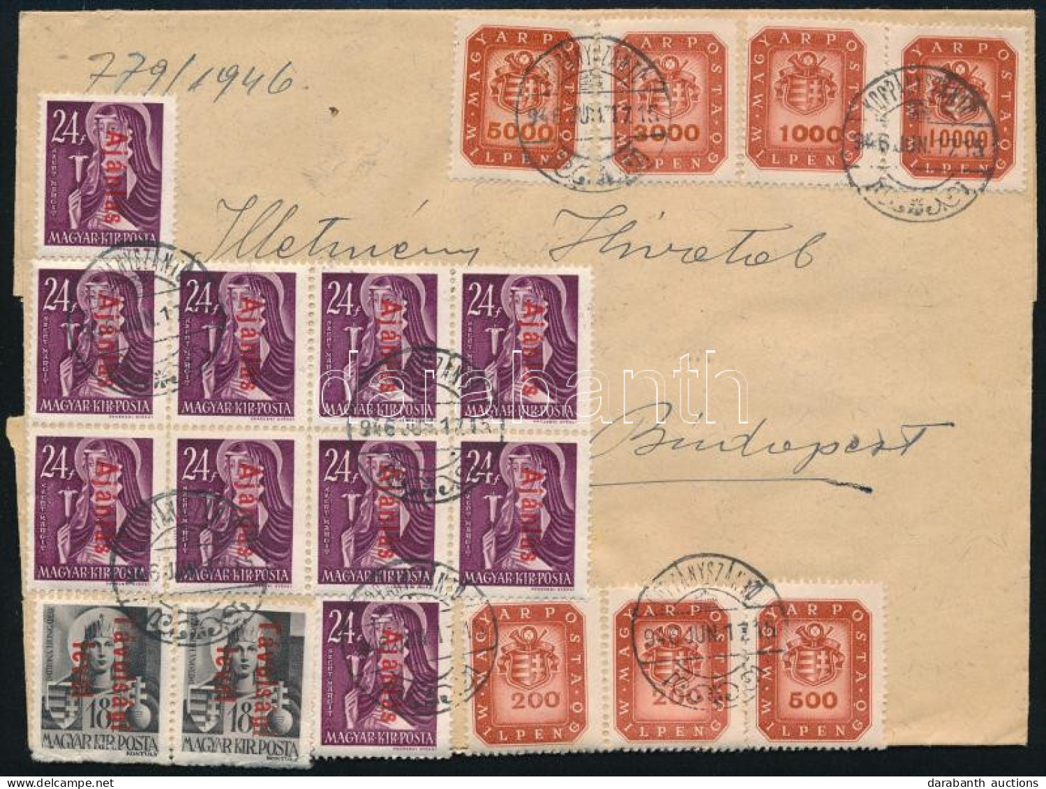 1946 (20. Díjszabás) Levél 47 Db Bélyeggel Bérmentesítve "KOPPÁNYSZÁNTÓ" - Budapest (néhány Bélyeg Sérült) / Cover With  - Autres & Non Classés